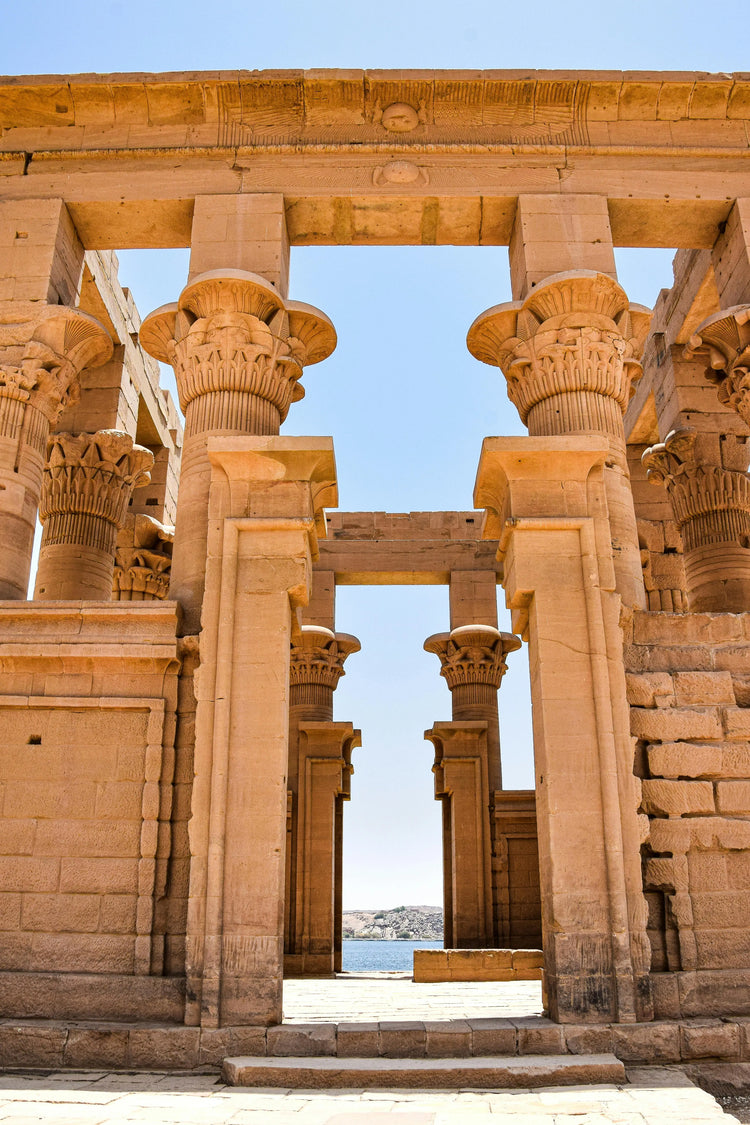 Ancient columns in a desert landscape