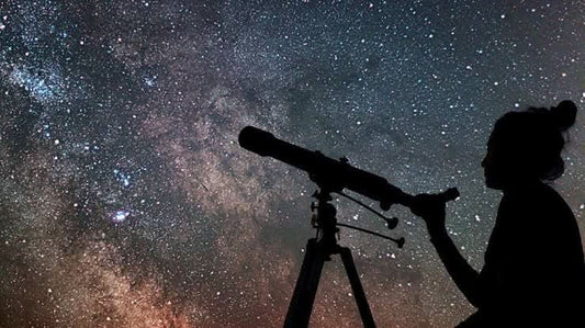 Jeep safari with stargazing: Silhouette of a telescope on a tripod against the night sky, highlighting desert stargazing experience in El Gouna's adventure tour.