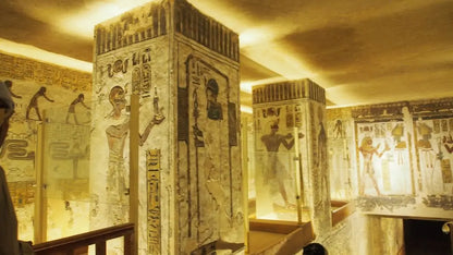 Luxor day tour with overnight stay; features Egyptian hieroglyphics, showcasing ancient history and cultural exploration, aligning with the immersive travel experience offered.
