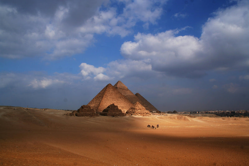 The pyramids of Giza in the evening light